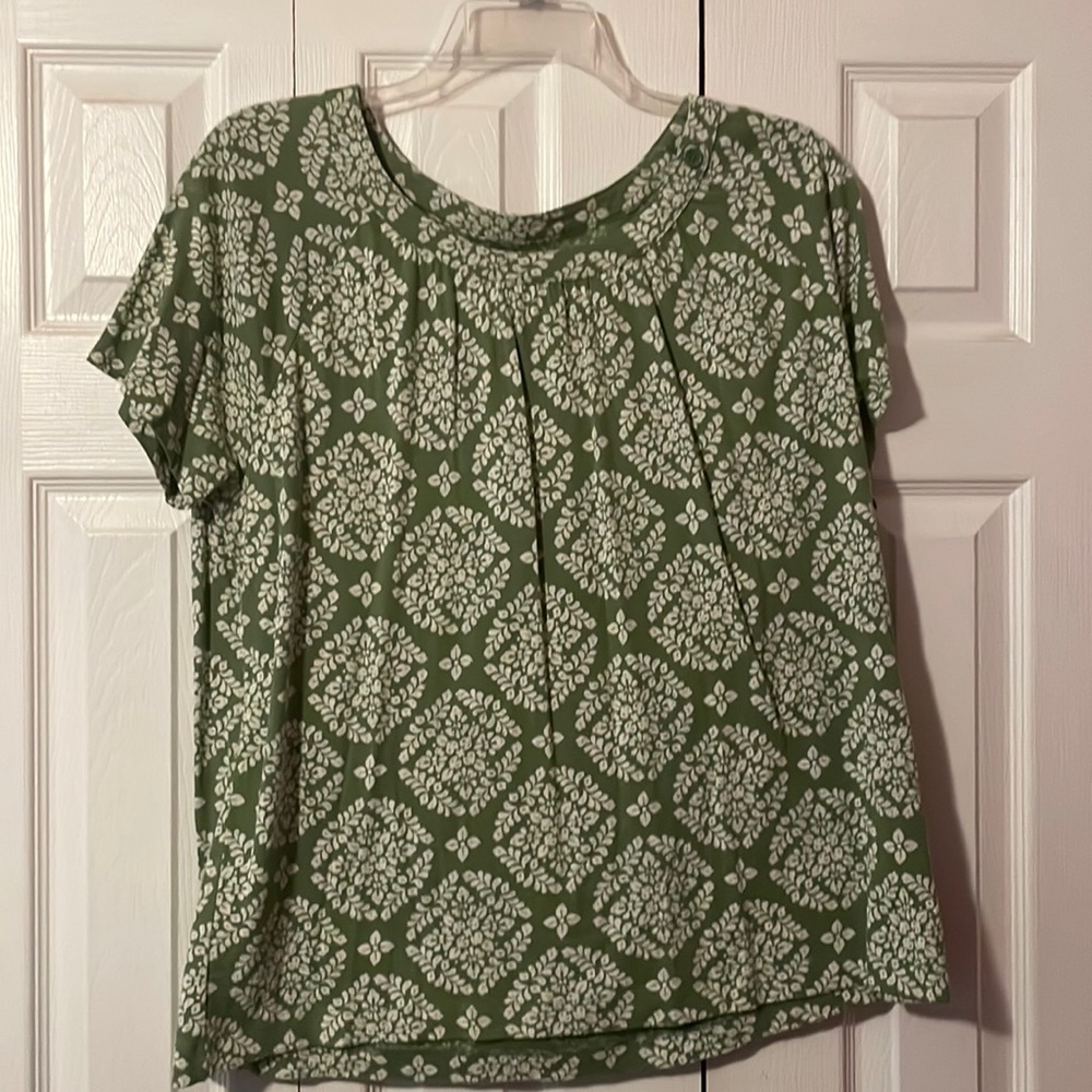 Green & White Blouse
